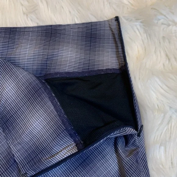 Athleta Tulum stretch nylon skirt skort navy gray plaid 8 - Picture 5 of 14